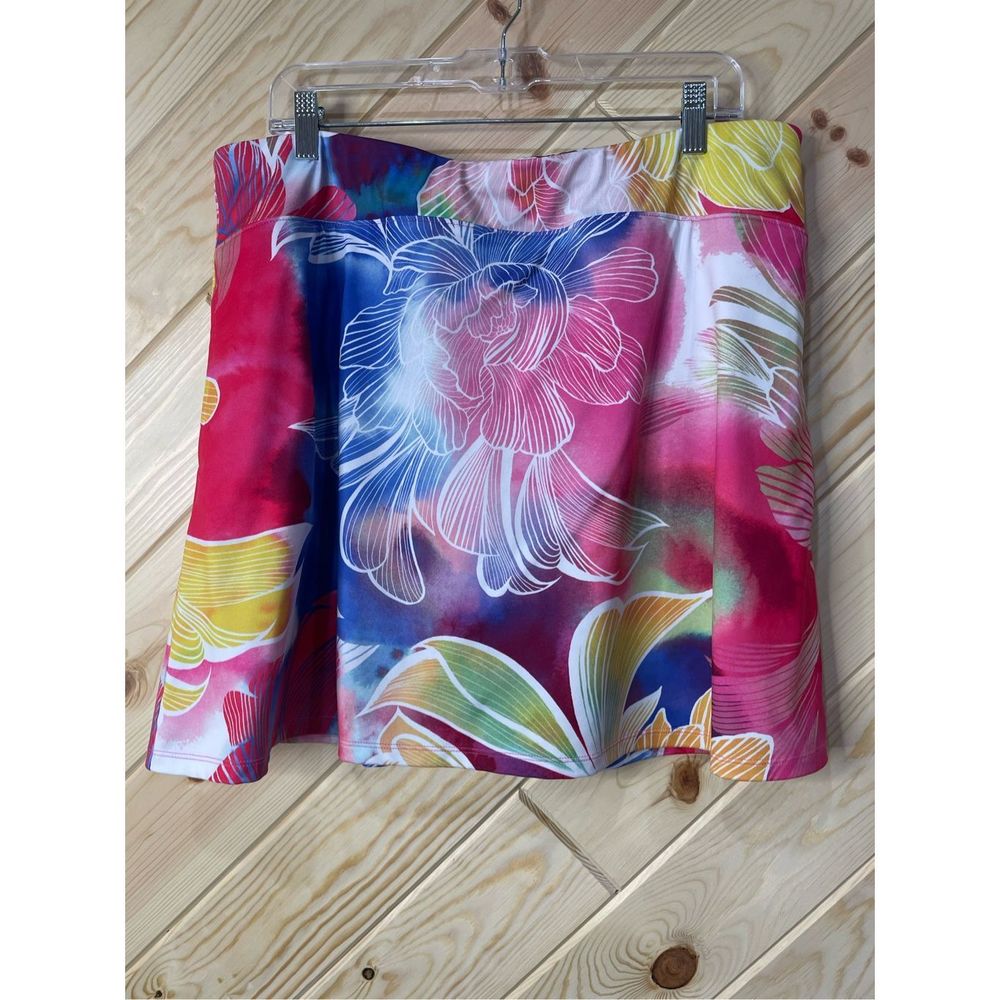 T By Talbots Womens Tennis Golf Skort Inner Shorts Watercolor Multicolor Size XL